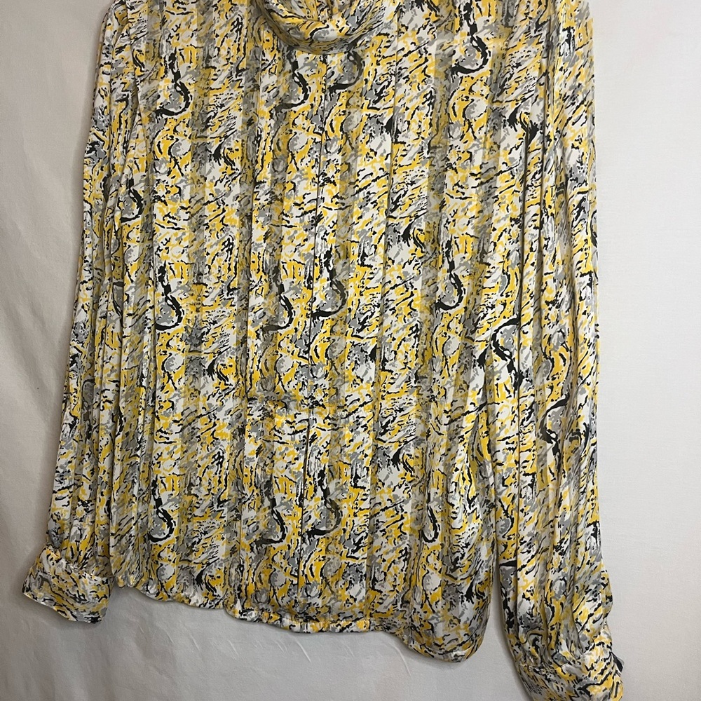 Vintage! Nicola Yellow and Gray silk pleated blouse - excellent condition!